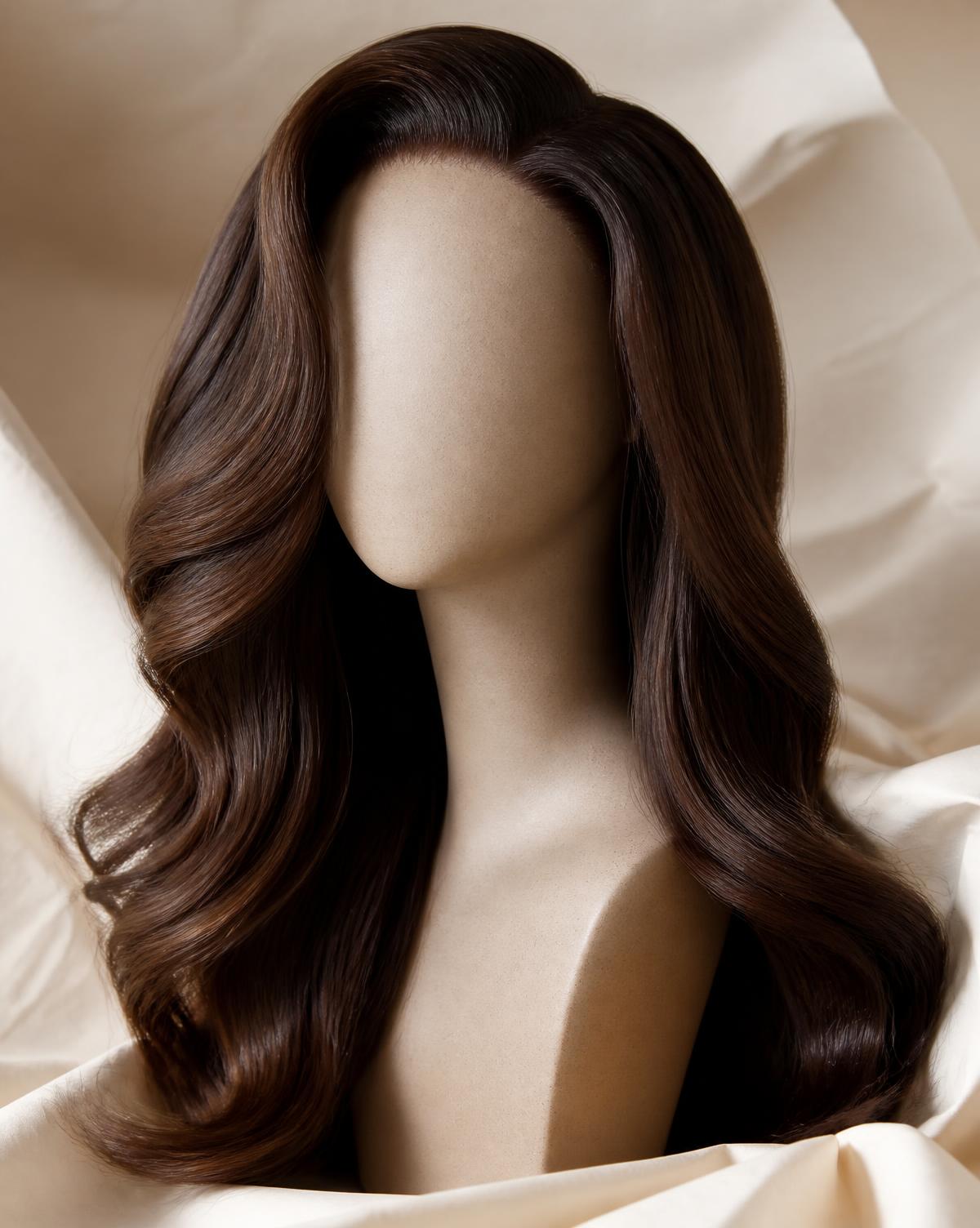 Visuel provisoire : mèches en cheveux humains présentées sur fond ivoire